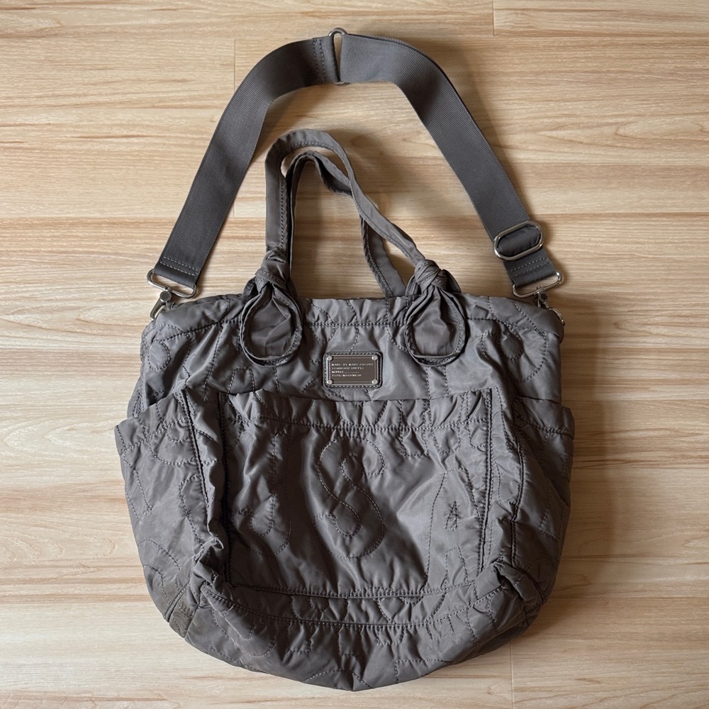 Marc by Marc Jacobs Quilted Nylon Messenger Tote in Gray